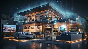 AI generated A Glimpse into the Connected Smart Home of Tomorrow. AI Generated photo