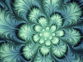 AI generated Aqua and Green psychedelic fractal.  AI Generated photo