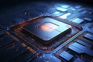 AI generated Futuristic central processor unit. Powerful Quantum CPU motherboard. AI Generated photo