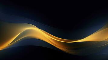 AI generated Gold and navy blue waves abstract. AI Generated. photo