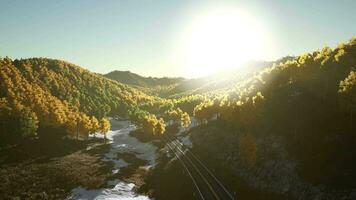 An aerial view of a road in the mountains video