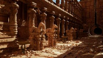 A stone building with pillars and pillars in the middle of it video