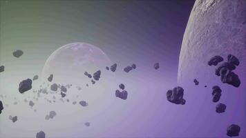 un grande racimo de asteroides cerca un desconocido planeta video