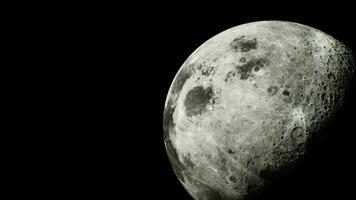 illuminated face of the moon visible from space video