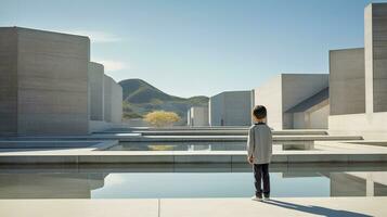 AI generated Man Standing in Front of a Pool photo
