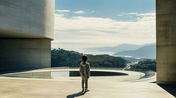 AI generated Man Standing in Front of Impressive Building photo