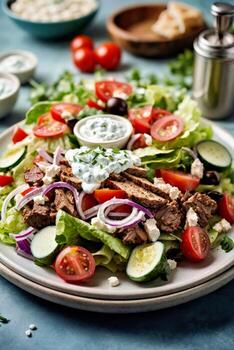 ai generado un delicioso y nutritivo ensalada con un variedad de Fresco ingredientes foto