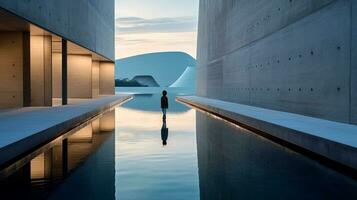 AI generated Person Standing in the Middle of a Body of Water photo