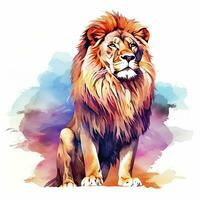 AI generated Watercolor Lion on a white background. For T-shirt Design. AI Generated photo