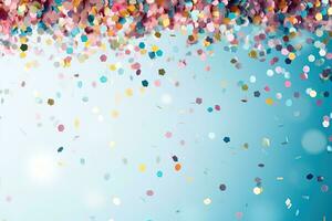 AI Generated congratulatory background with colored confetti. High quality photo