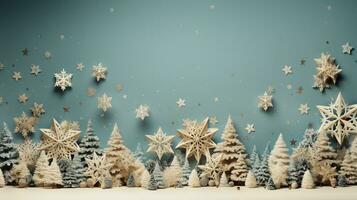 AI Generated minimalistic winter background in beige shades with thin branches and flowers. High quality photo