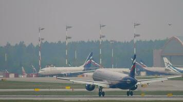 Airplane of Aeroflot landing video