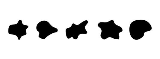 Organic black blobs irregular shapes. Set of abstract fluid shapes vector. Simple flow water forms. Vector illustration isolated on white background.