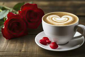 AI generated Valentine's Day Coffee. AI Generated photo