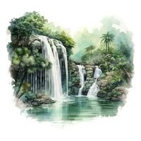 AI generated Green tropical waterfall in the forest. AI Generated photo