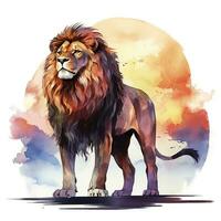 AI generated Watercolor Lion on a white background. For T-shirt Design. AI Generated photo