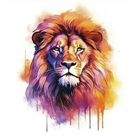 AI generated Watercolor Lion on a white background. For T-shirt Design. AI Generated photo