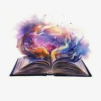 ai generado galaxia celestial fantasía libro acuarela para camiseta diseño. ai generado foto