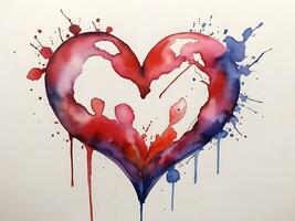 AI generated Watercolor Heart Art Love, Relationships, and 3D Valentine's Day Concep photo