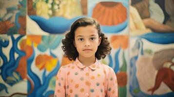 AI generated Little Girl in Front of a Colorful Wall photo