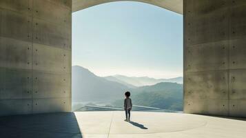 AI generated A Person Standing in Front of a Majestic Arch photo