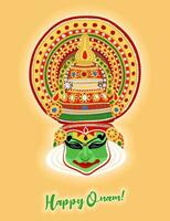 Happy Onam. Colorful vector illustration of Kathakali dancer. Onam festival of South India Kerala