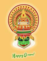 Happy Onam. Colorful vector illustration of Kathakali dancer. Onam festival of South India Kerala