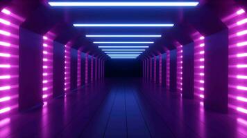 Glowing neon lines and tunnel, 3d rendering. video