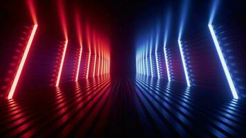 Glowing neon lines and tunnel, 3d rendering. video