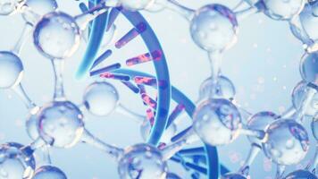 DNA and molecular structure, biotechnology concept, 3d rendering. video