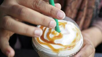 turkey istanbul 12 june 2023, women drinking Starbucks ice coffee video