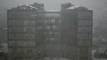 turkey istanbul 12 january 2023.snowfall and financial buildings in istanbul video