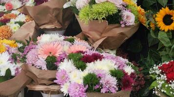 flower shop in istanbul, flower display for selling at street shop , video