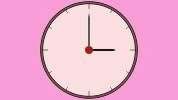 Clock counting 12 hours video, analog clock, rose color wall clock, 4K video for clock counting hours can be used for web design and motion graphics videos, suitable for educational content