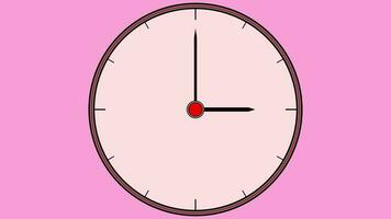 Clock counting 12 hours video, analog clock, rose color wall clock, 4K video for clock counting hours can be used for web design and motion graphics videos, suitable for educational content