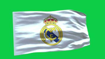 Real Madrid football club flag waving animation motion graphic isolated on green screen background video