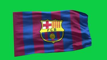 FC Barcelona football club flag waving animation motion graphic isolated on green screen background video