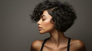 Portrait fashion black woman hair cut photo