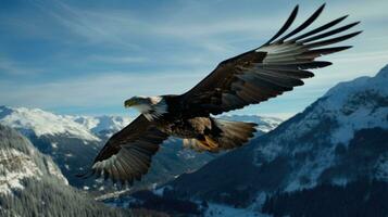 ai generado americano calvo águila en el naturaleza antecedentes foto