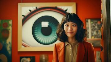 AI generated Woman Admiring Eye Artwork photo