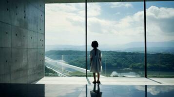 AI generated Woman Standing in Front of a Large Window photo