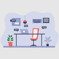 office room with laptop computer and copy space on working desk vector