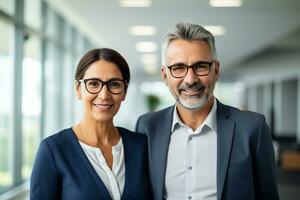 ai generado negocio socios juntos en oficina foto