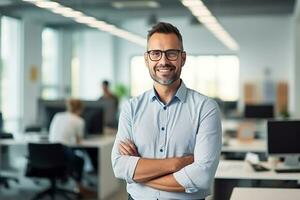 AI generated portrait of senior businessman in the office photo