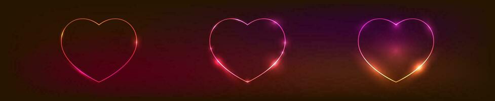 Neon frame in heart form with shining effects vector