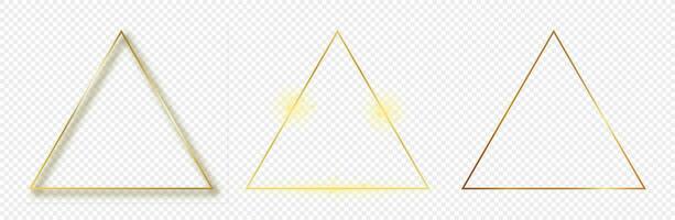 Gold glowing triangle frame vector