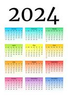 calendario para 2024 aislado en un blanco antecedentes vector