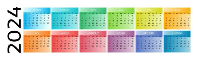 Calendar for 2024 isolated on a white background vector