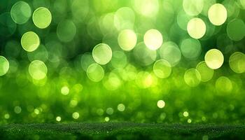 AI Generated green presentation area with bokeh and green sand photo