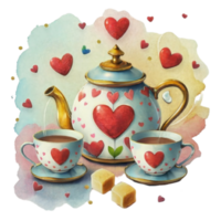 ai generato acquerello grafica tè pieno di amore per san valentino giorno png